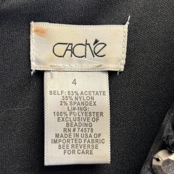 Vintage Cache Womens Beaded Glam Old Money Dress Size 4 Old Hollywood Sexy‎ Rare - Picture 3 of 8